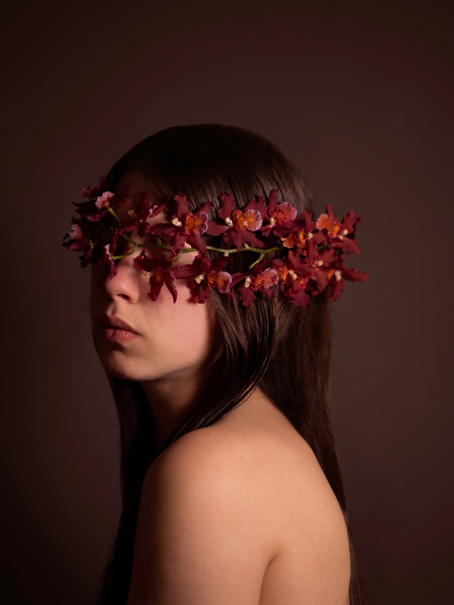 Girl with red orchid